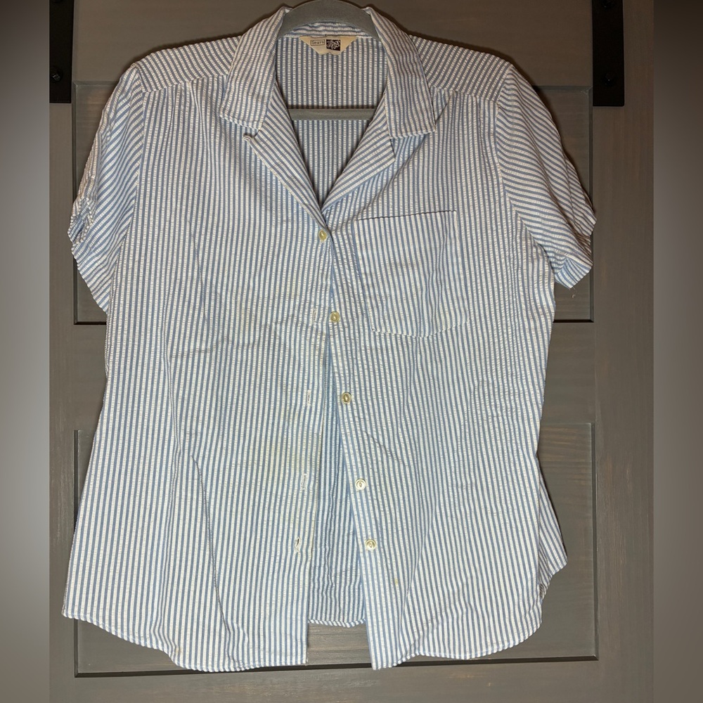 Vintage Sears Woman’s Blue Searsucker Shirt